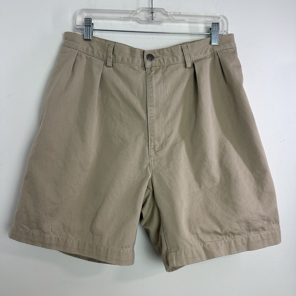 Vintage Polo Ralph‎ Lauren Shorts Mens 36 Beige Pleated Chino Golf Cotton 7"